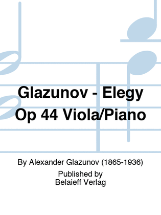Book cover for Glazunov - Elegy Op 44 Viola/Piano