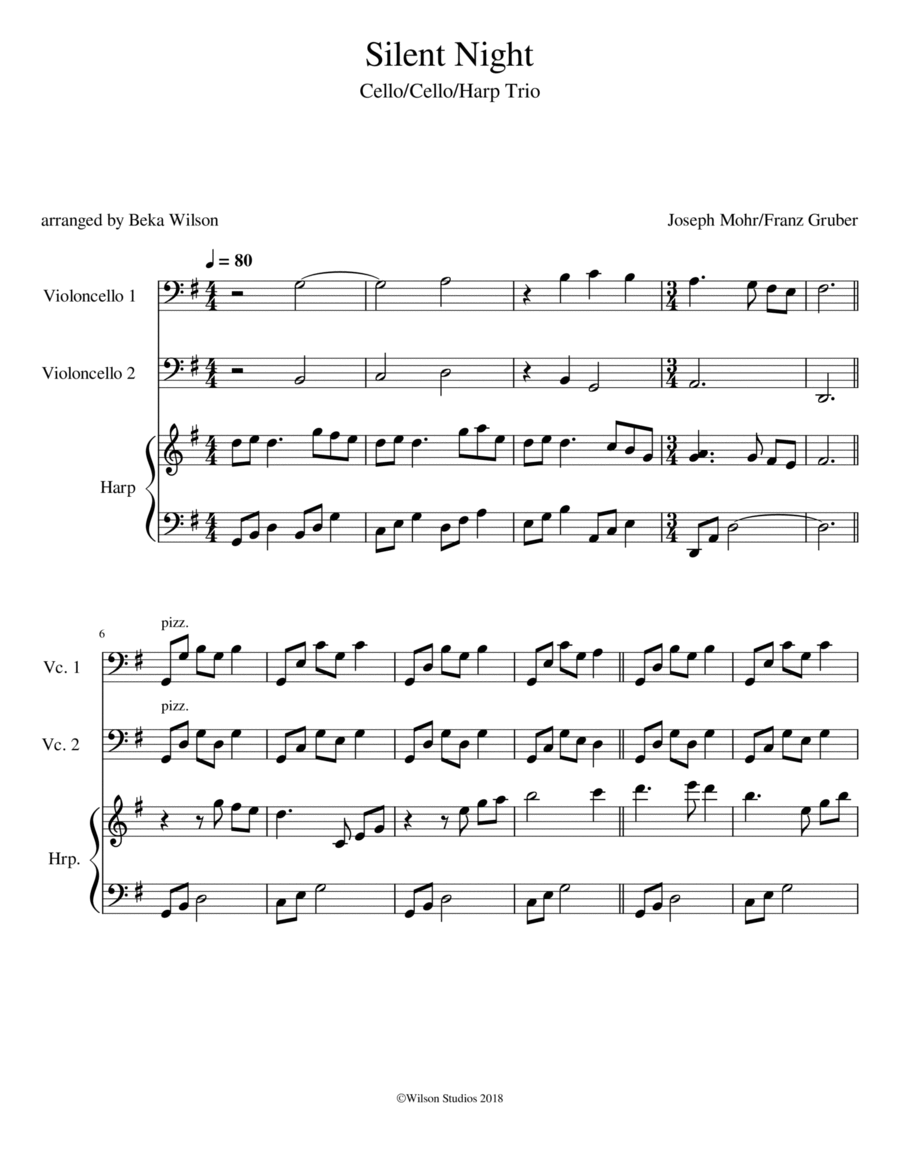 Silent Night--cello/cello/harp trio image number null