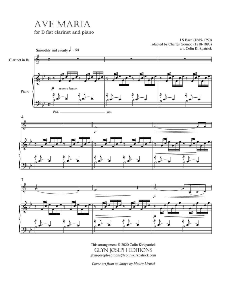 Bach-Gounod: Ave Maria for Clarinet and Piano Clarinet Solo scores gallery preview page 3