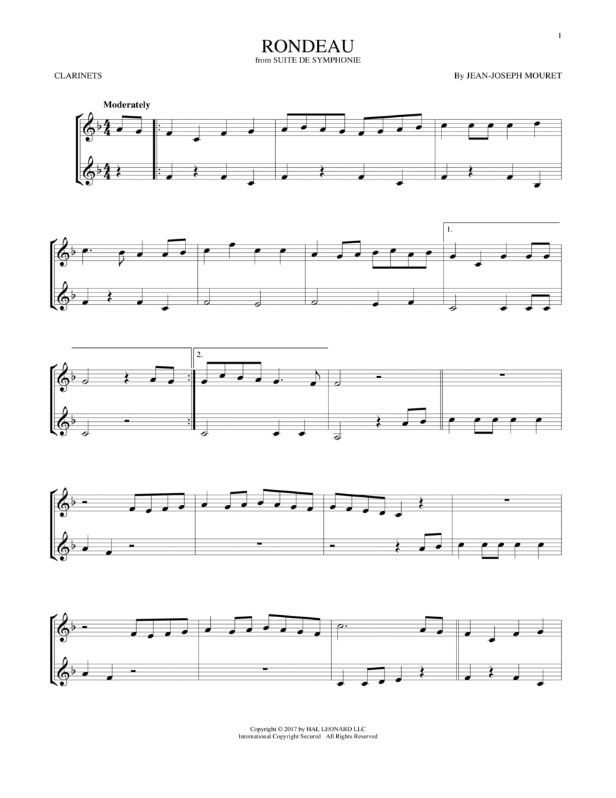 Fanfare Rondeau Clarinet Duet scores gallery preview page 1