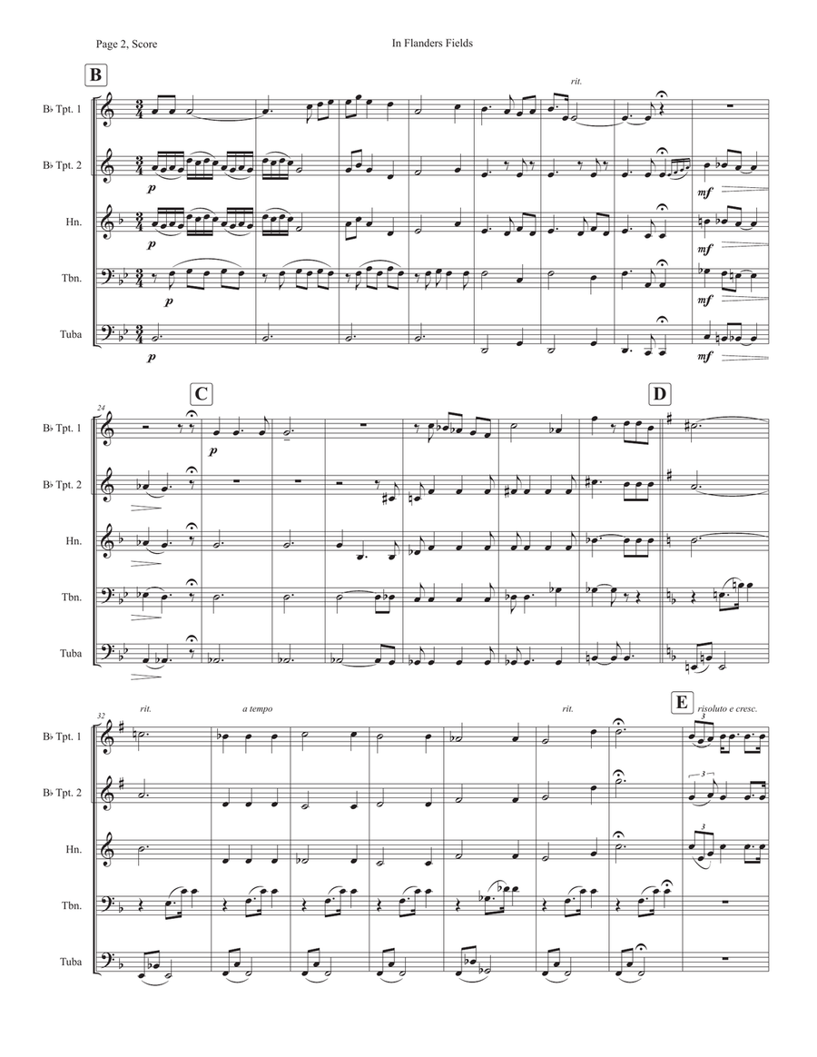 In Flanders Fields Brass Ensemble scores gallery preview page 2