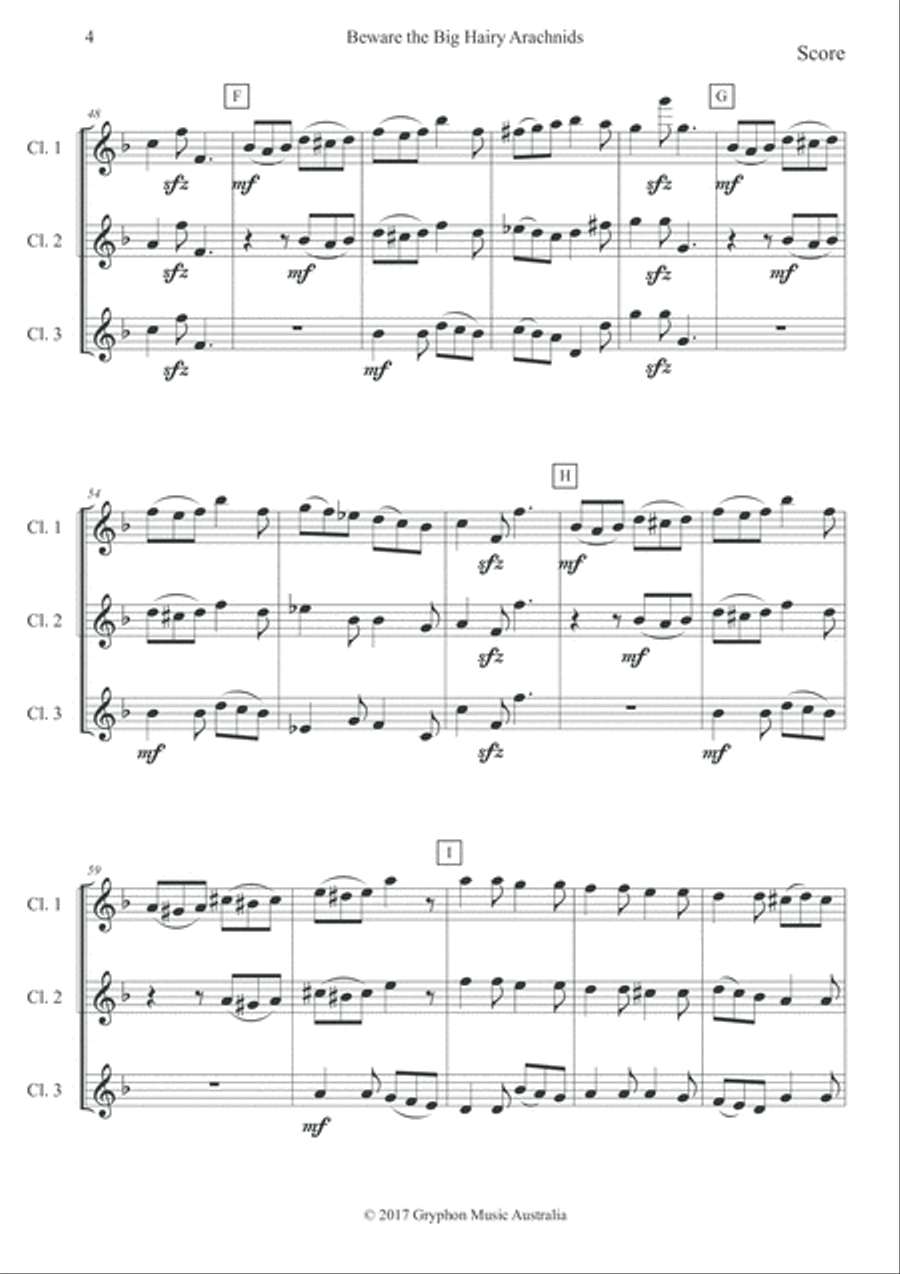 Beware the Big Hairy Arachnids for Clarinet Trio Clarinet Trio scores gallery preview page 5