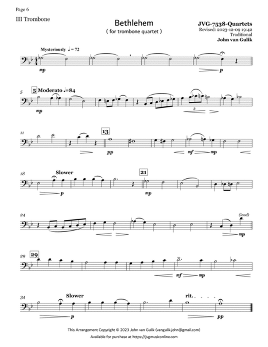 Trombone Quartets For Christmas Vol 1 - Part 3 - Bass Clef
