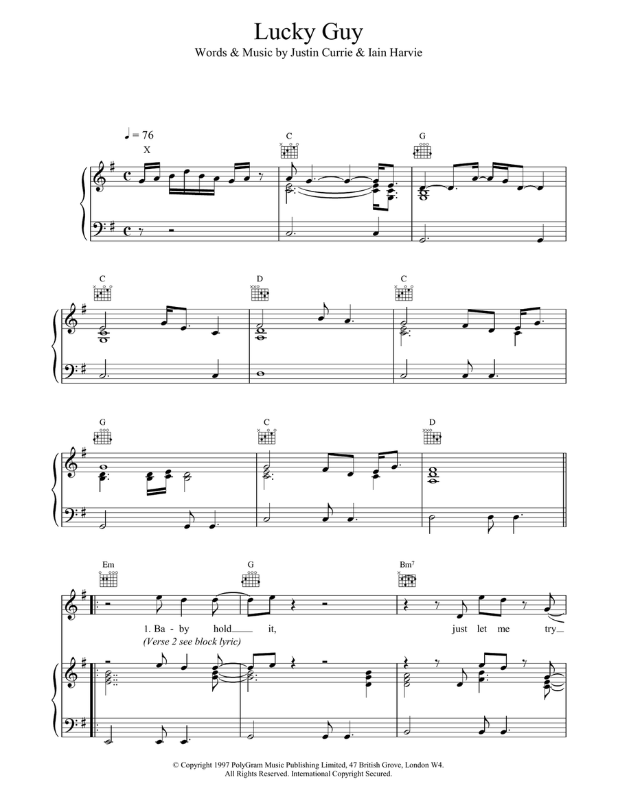 Lucky Guy Lucky Guy Piano, Vocal, Guitar scores gallery preview page 1