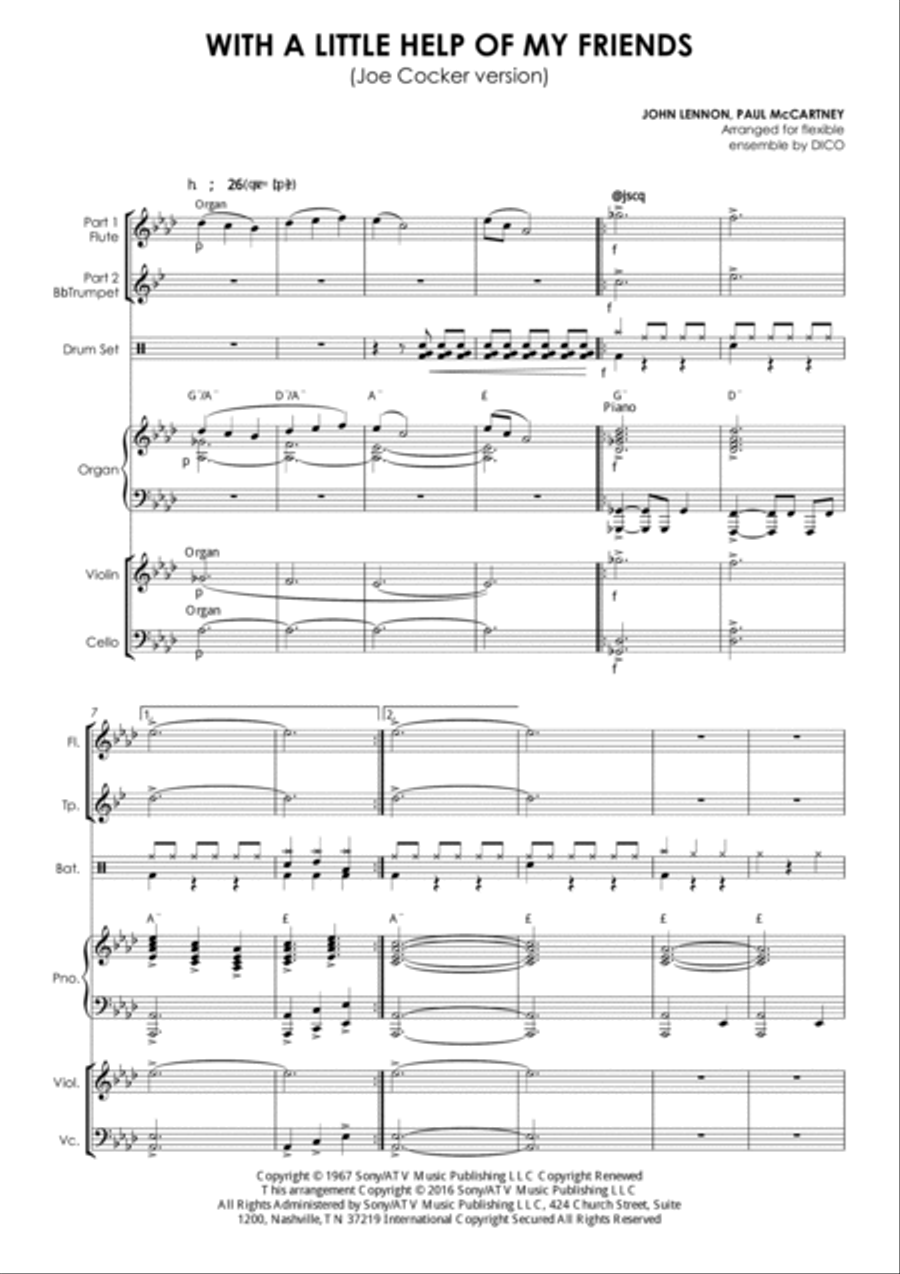 With A Little Help From My Friends Small Ensemble scores gallery preview page 2