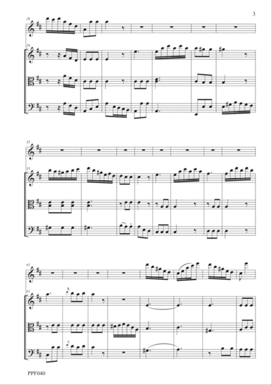 PAISIELLO QUARTET IN D MAJOR OPUS 23 No. 1 for flute, violin, viola & cello Small Ensemble scores gallery preview page 3