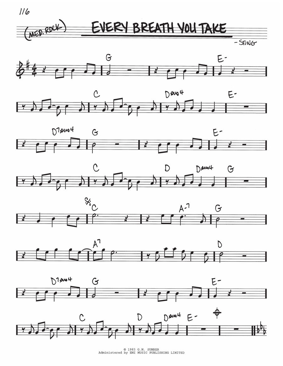 Every Breath You Take Piano scores gallery preview page 1