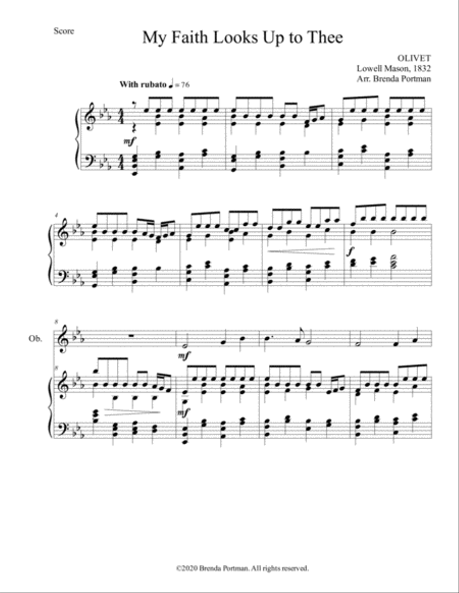 My Faith Looks Up to Thee (oboe/piano), arr. Brenda Portman Piano scores gallery preview page 1