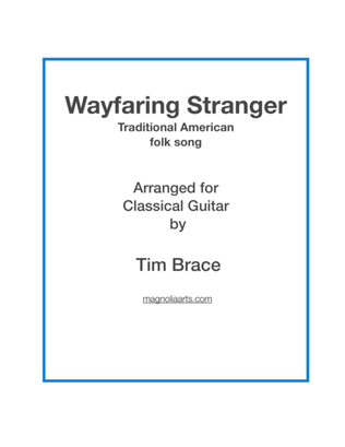 Book cover for Wayfaring Stranger for solo classical guitar
