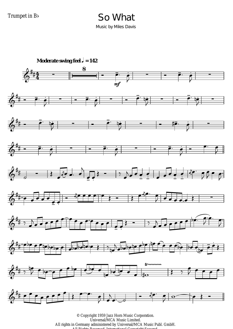 So What Trumpet Solo scores gallery preview page 1