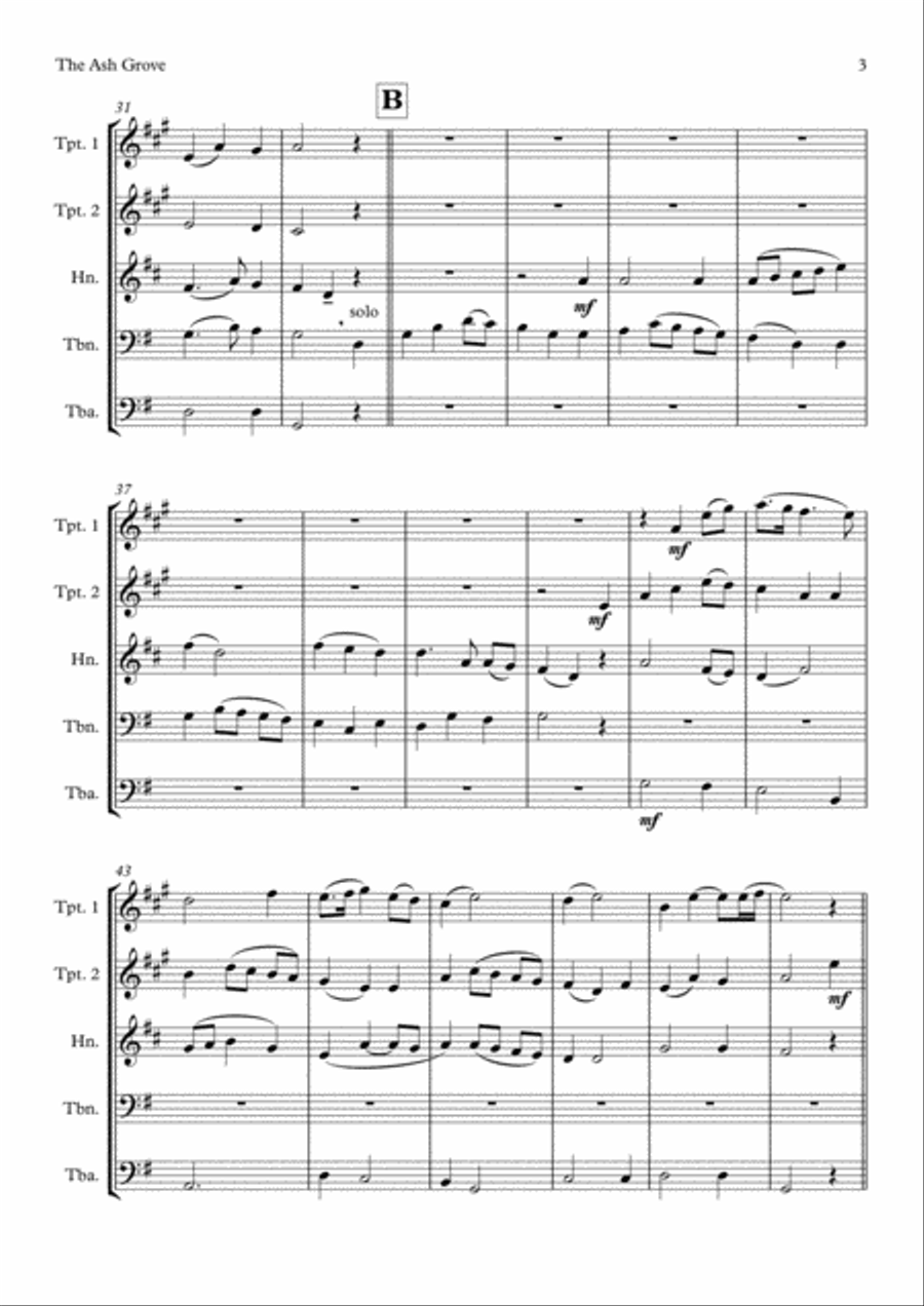 The Ash Grove (Llwyn Onn) Brass Quintet Brass Quintet scores gallery preview page 4