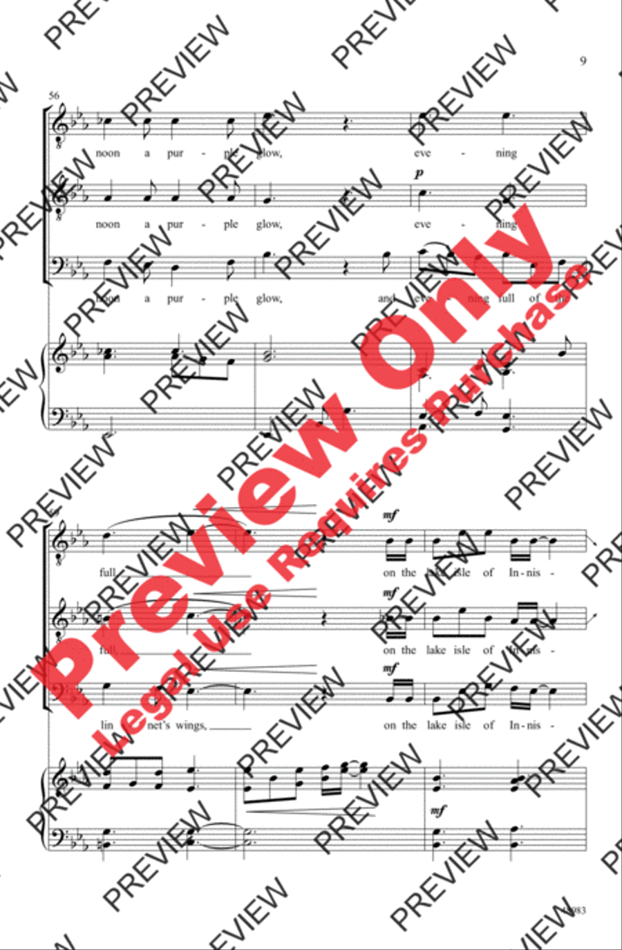 The Lake Isle of Innisfree Men's Choir scores gallery preview page 9