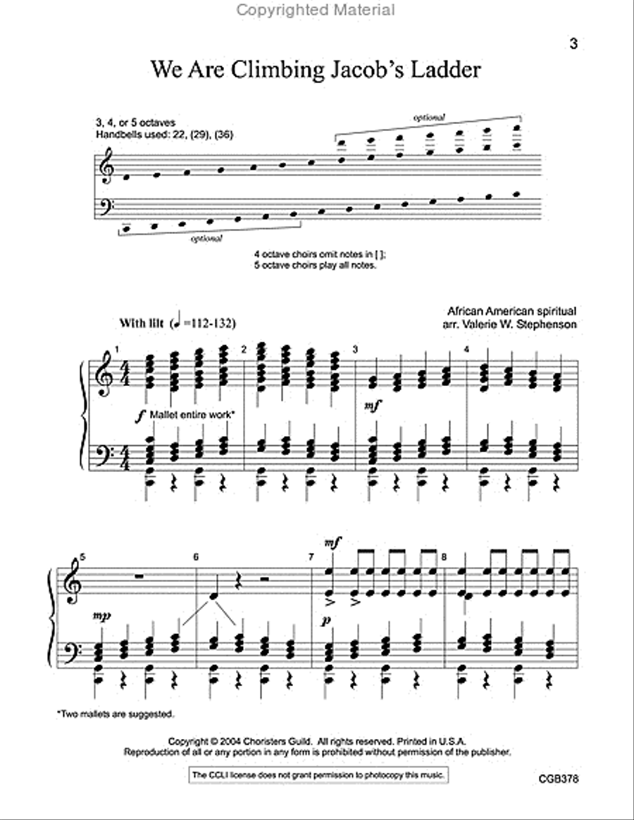 We Are Climbing Jacob's Ladder Handbell Choir scores gallery preview page 2