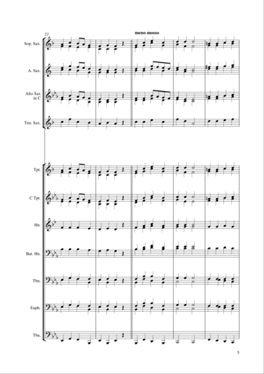 Au Claire de la lune Brass Ensemble scores gallery preview page 5