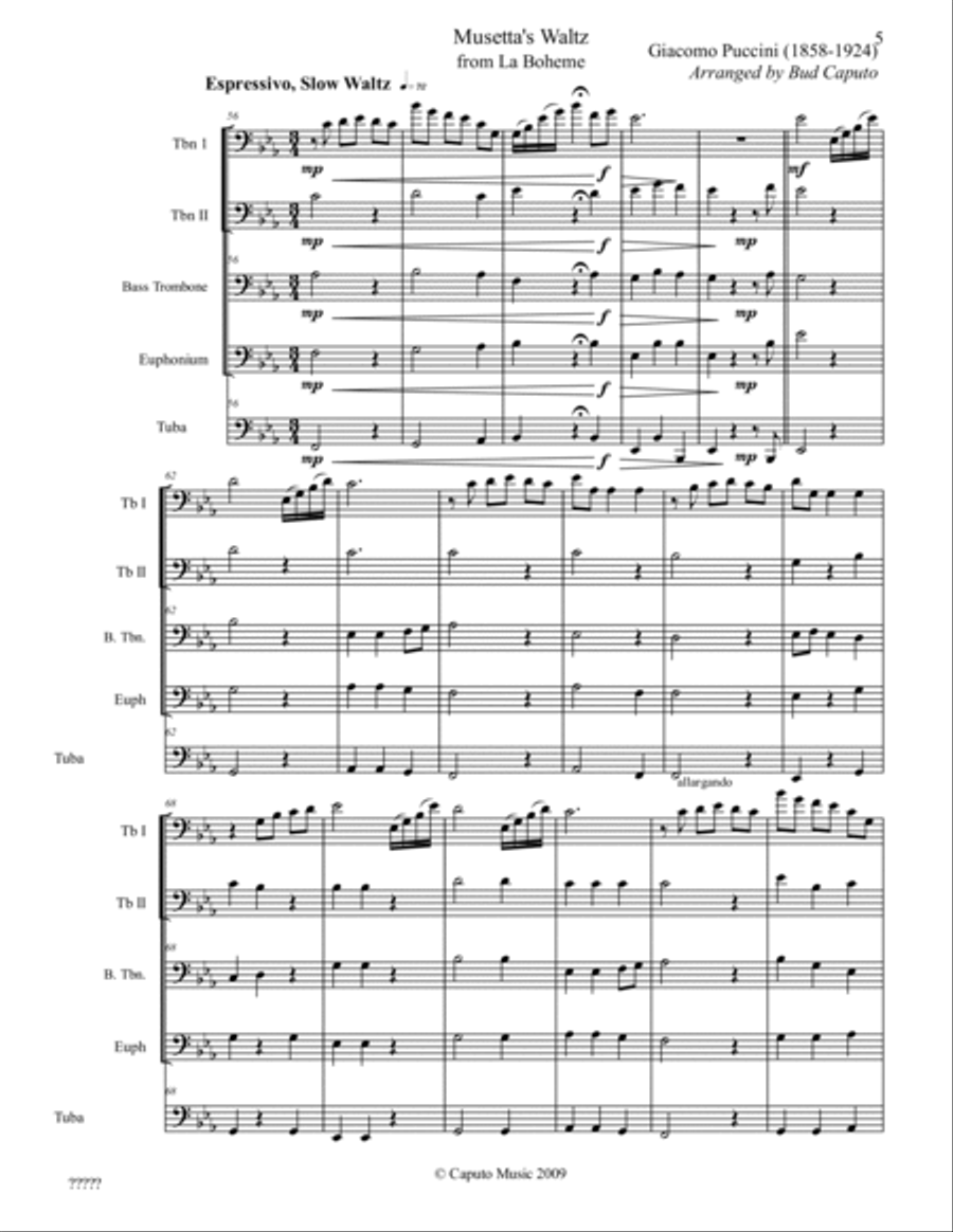 Low Brass-Three Famous Opera Arias-Score Brass Ensemble scores gallery preview page 4