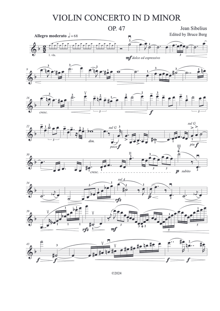 Book cover for Sibelius Violin Concerto Violin and Piano reduction