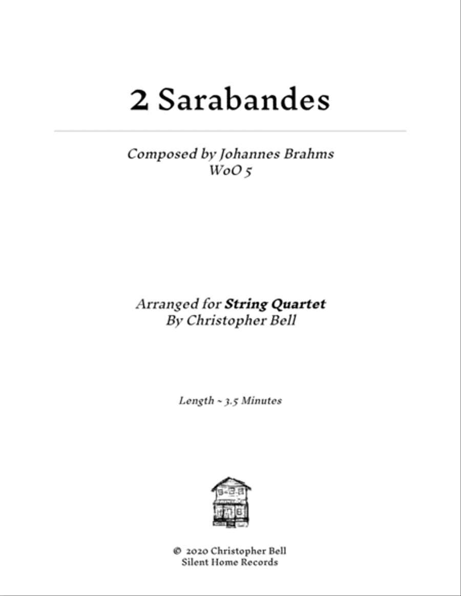 2 Sarabandes - Johannes Brahms - String Quartet String Quartet scores gallery preview page 1