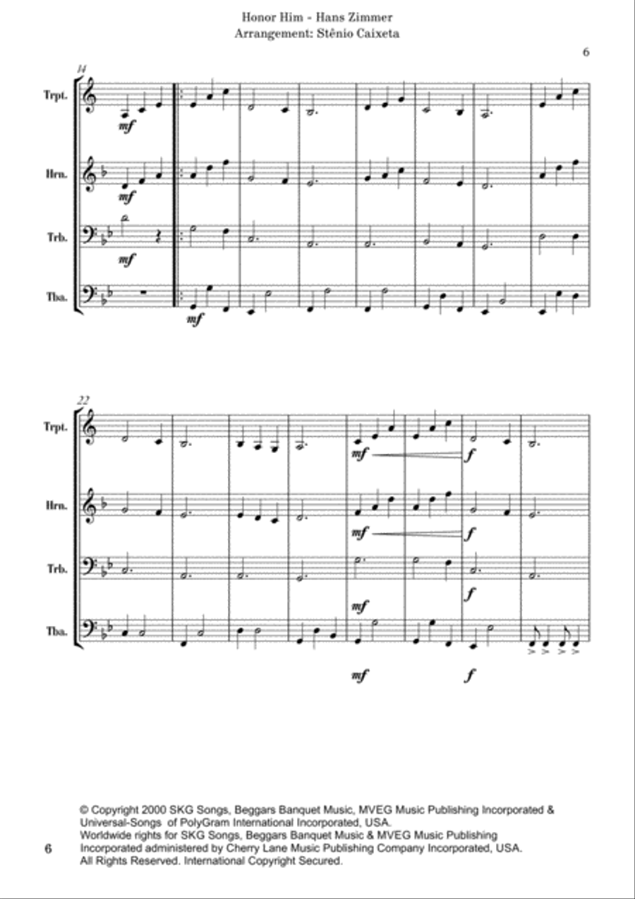 Honor Him Brass Ensemble scores gallery preview page 6