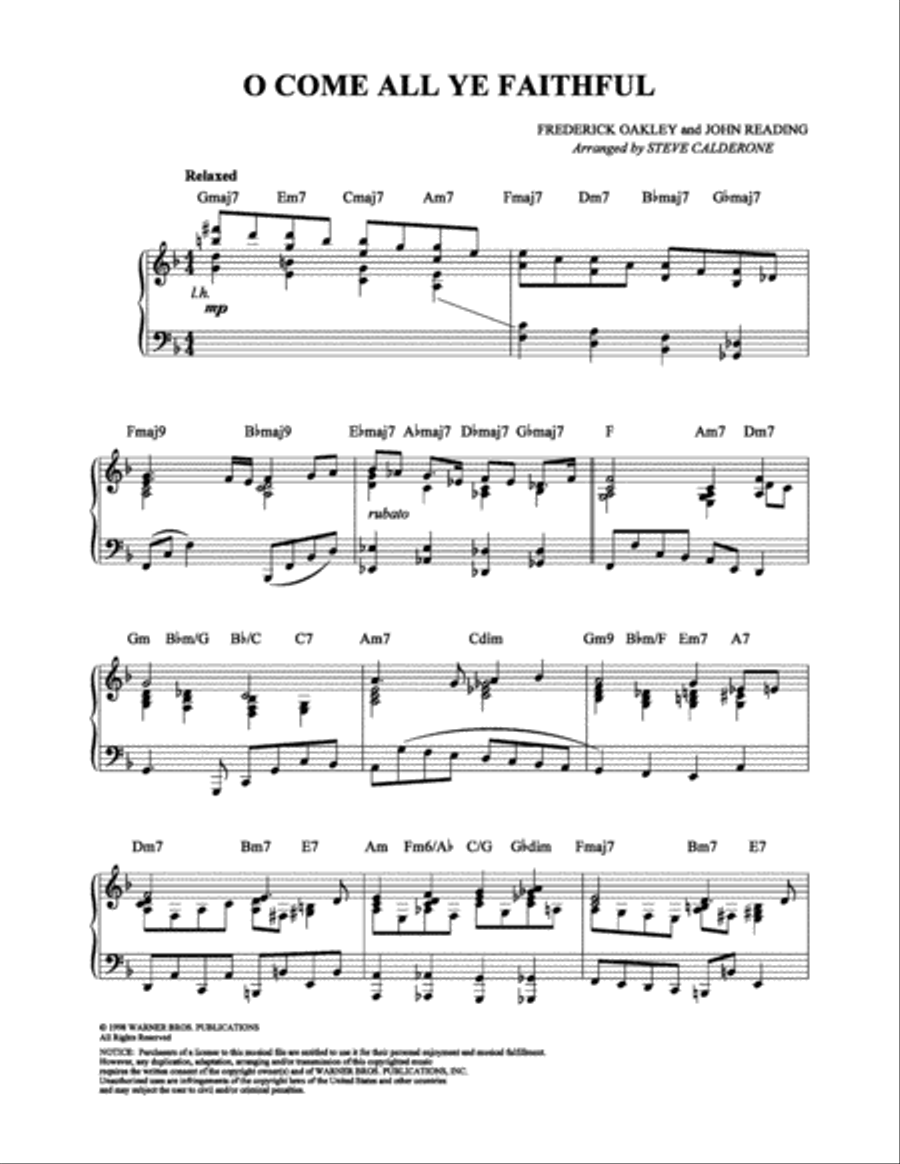 O Come, All Ye Faithful Piano Solo scores gallery preview page 1