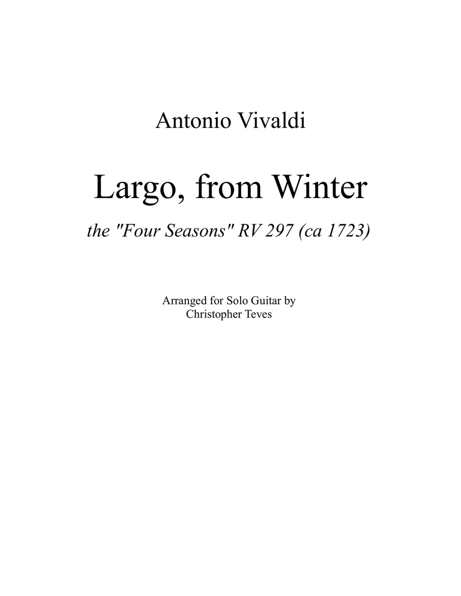 Largo from Winter, guitar solo Classical Guitar scores gallery preview page 1