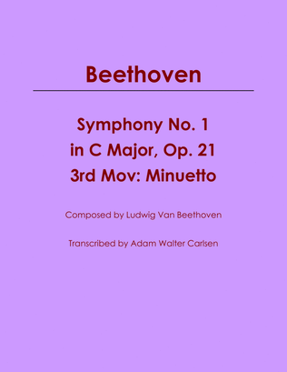 Book cover for Beethoven Symphony No. 1 in C Major, Op. 21 Mov. 3