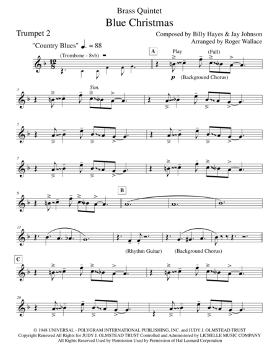 Blue Christmas Brass Quintet scores gallery preview page 6