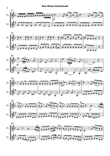 Eine Kleine Nachtmusik, Allegro, by W A Mozart. Flute and Clarinet Duet image number null