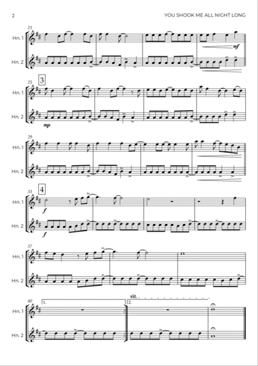 You Shook Me All Night Long Brass Duet scores gallery preview page 3