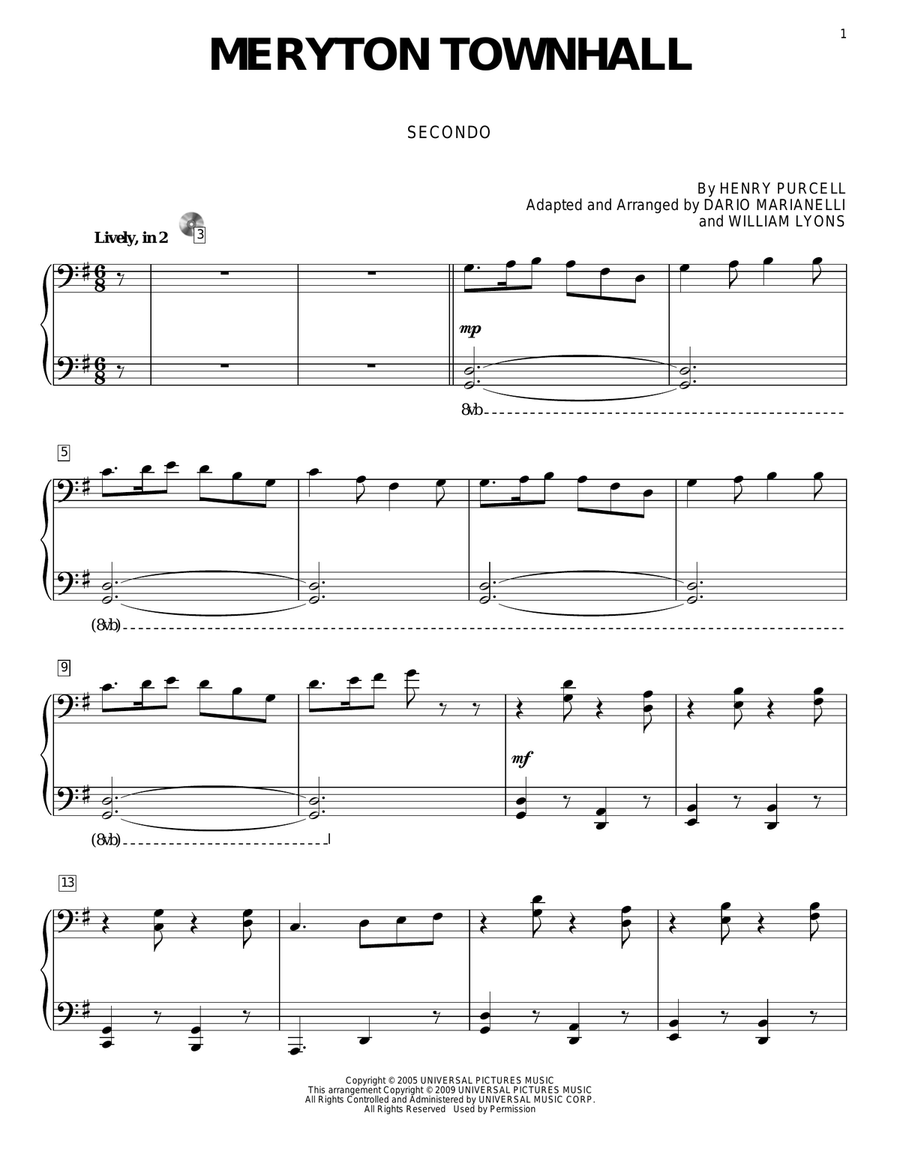 Meryton Townhall (from Pride And Prejudice) (arr. Carol Klose) Piano Duet scores gallery preview page 1