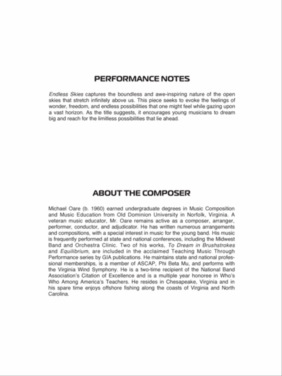 Endless Skies - Conductor Score (Full Score) Concert Band scores gallery preview page 2