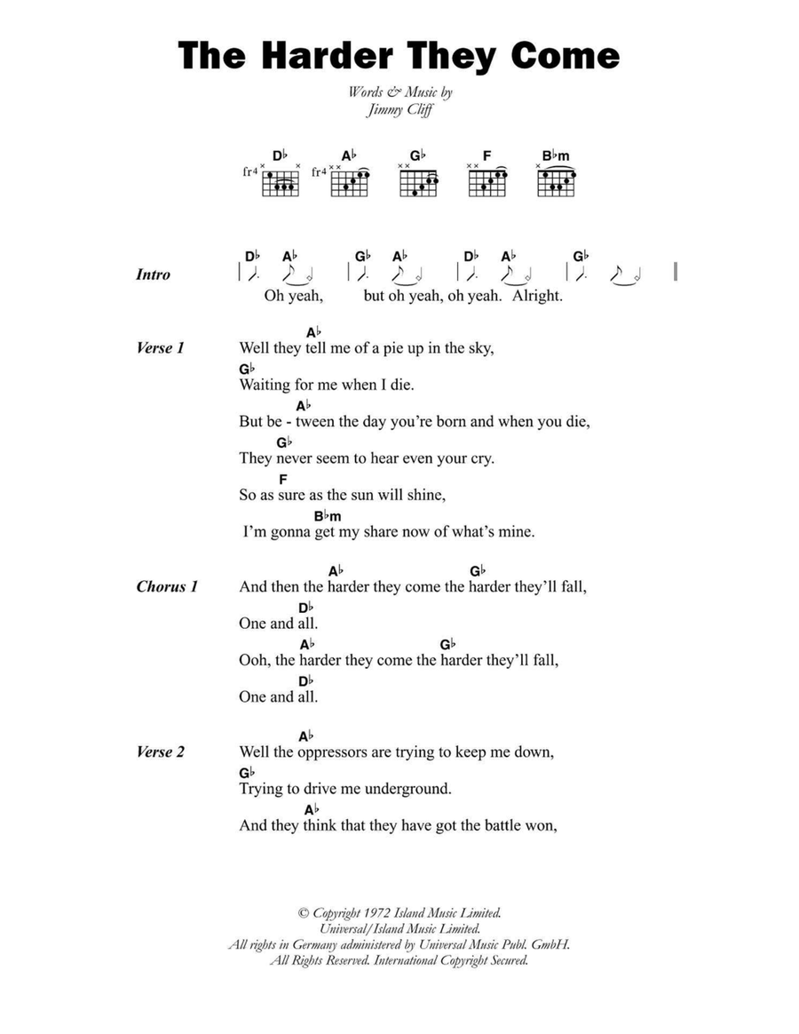 The Harder They Come Easy Guitar scores gallery preview page 1