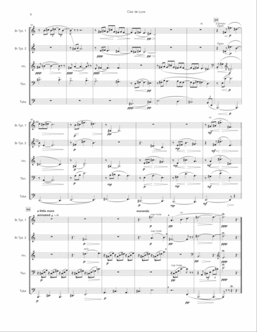 Clair de Lune for Brass Quintet Brass Quintet scores gallery preview page 6