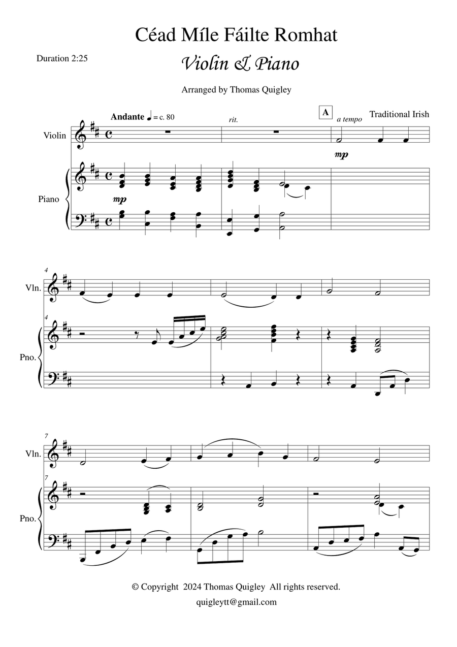 Cead Mile Failte Romhat Violin Solo scores gallery preview page 2