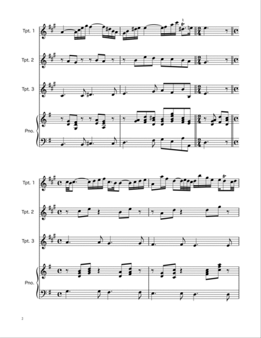 Arioso BWV 156 - Trumpet Trio w/Piano Trumpet Trio scores gallery preview page 2