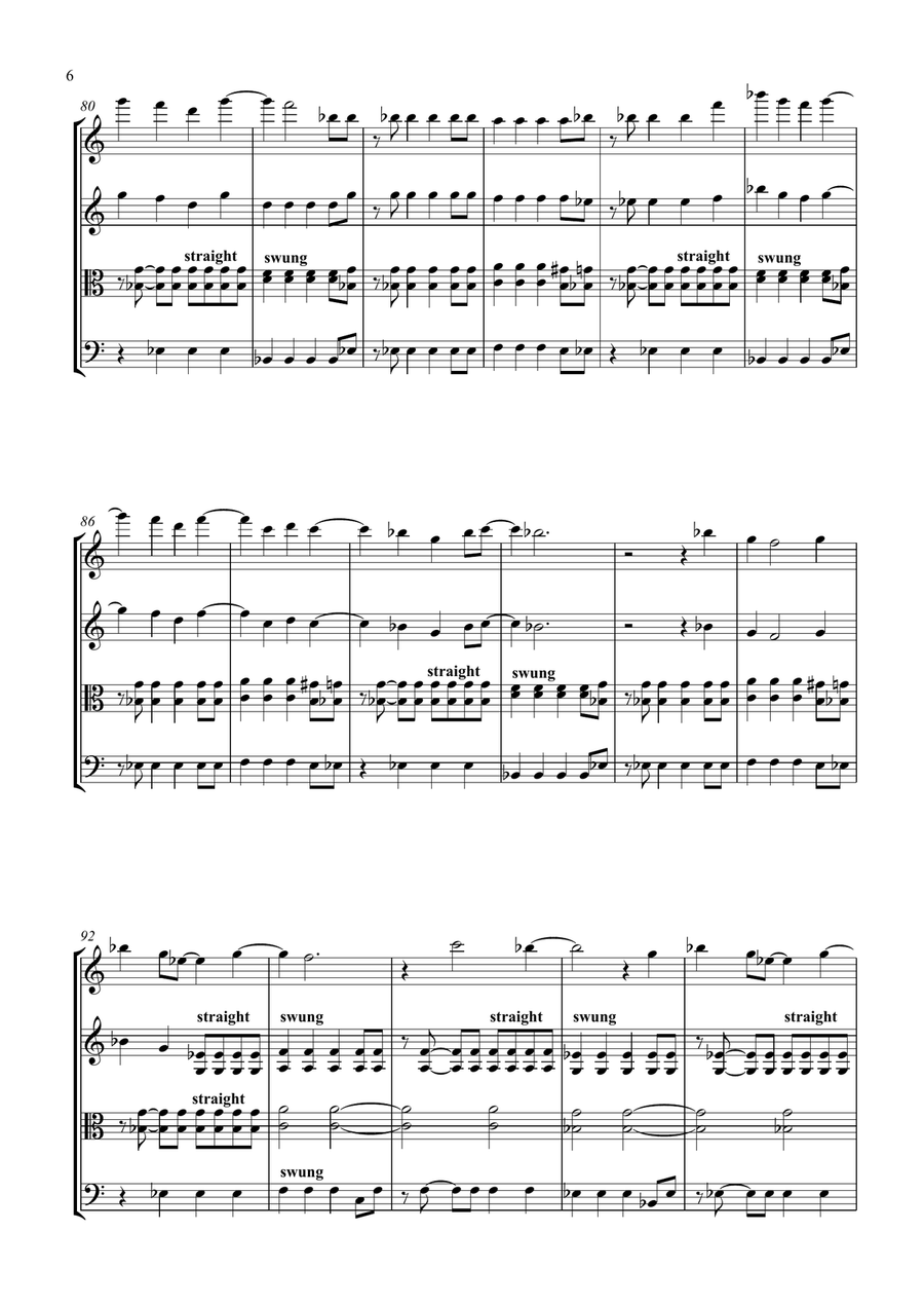 Walking On Sunshine String Quartet scores gallery preview page 6
