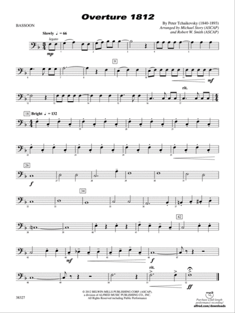 Overture 1812: Bassoon Concert Band scores gallery preview page 1