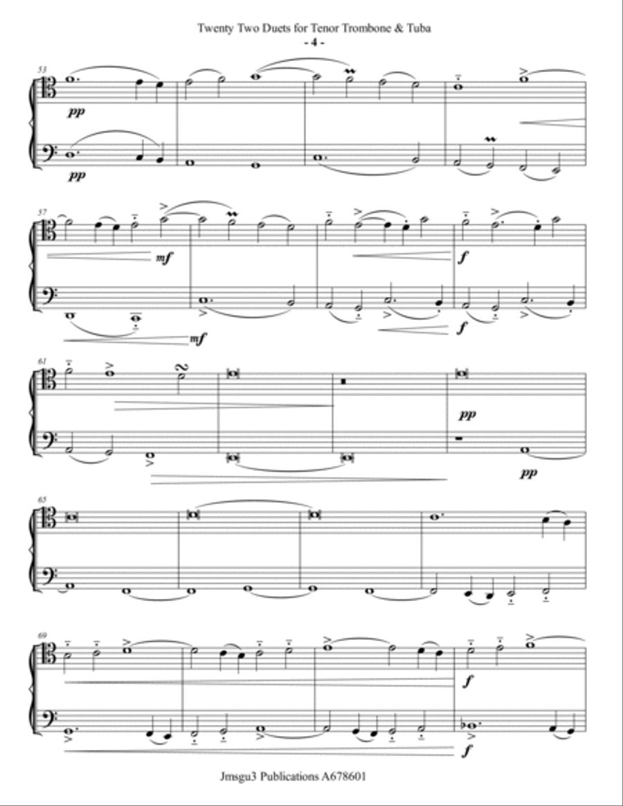 Josquin: 22 Duets for Trombone & Tuba Brass Duet scores gallery preview page 4