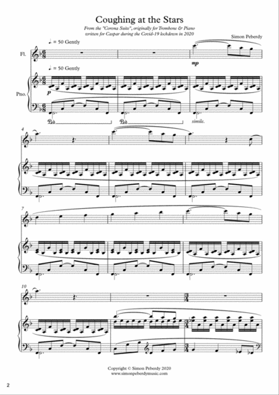 Coughing at the Stars for Flute and Piano from the Corona Suite by Simon Peberdy Flute Solo scores gallery preview page 4