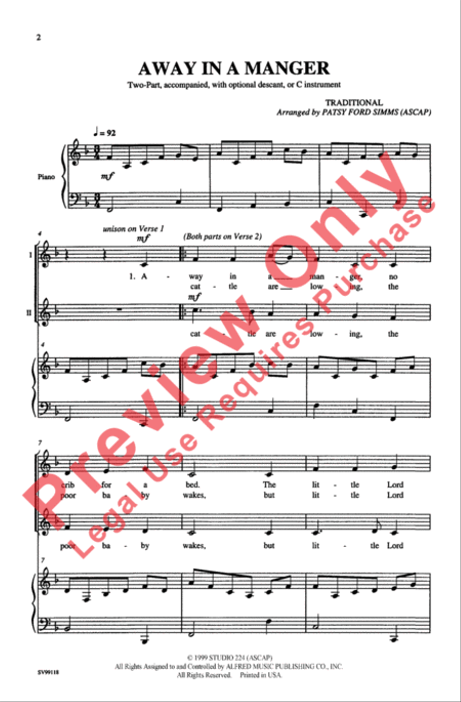 Away in a Manger 2-Part scores gallery preview page 2