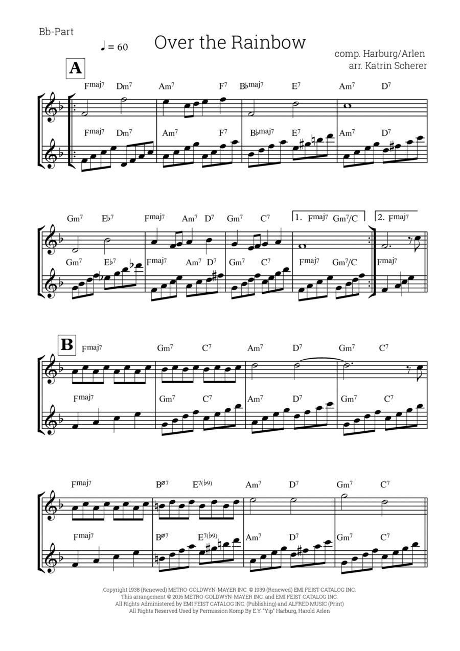 Over The Rainbow Small Ensemble scores gallery preview page 1