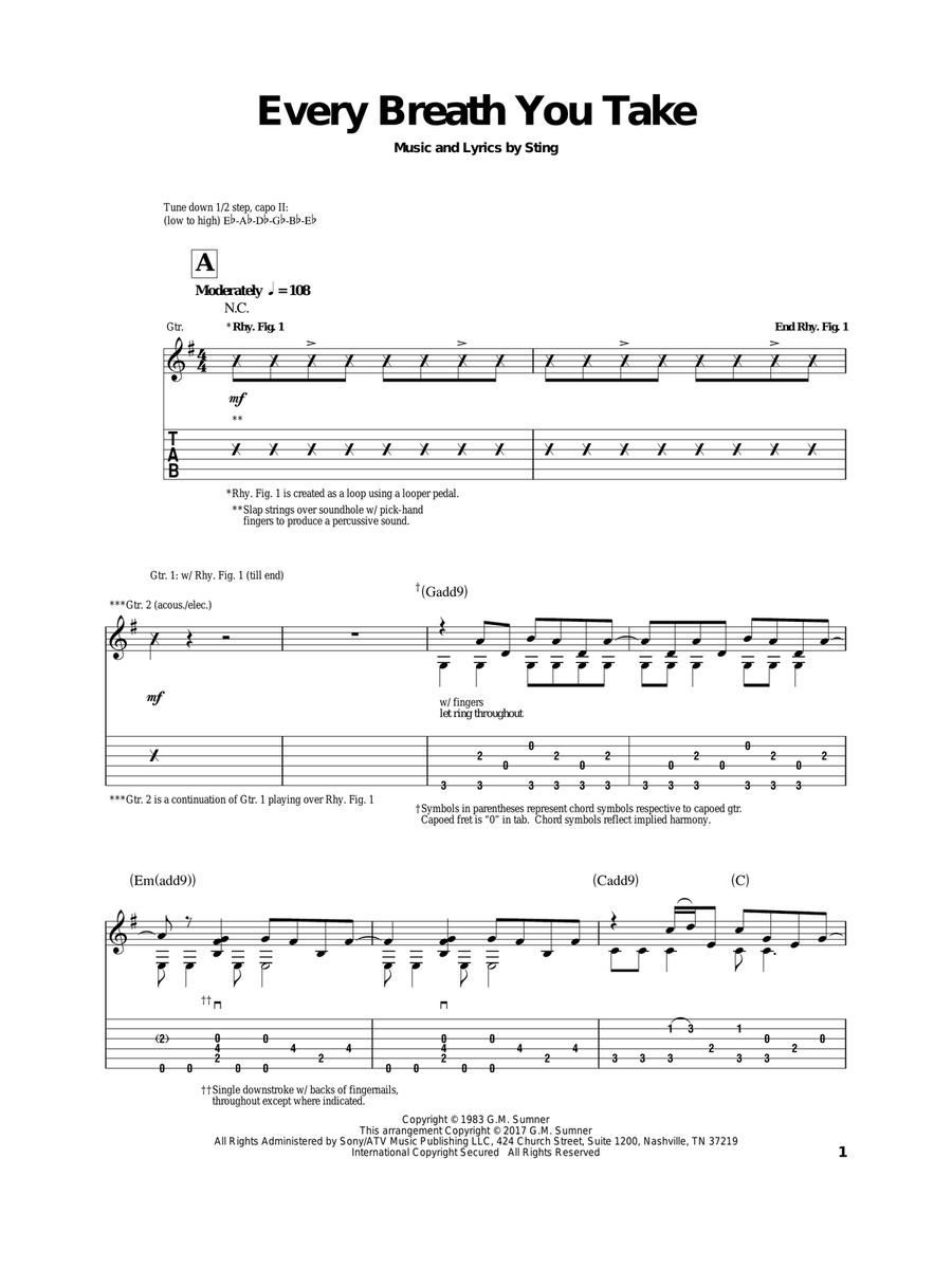 Every Breath You Take Acoustic Guitar scores gallery preview page 1