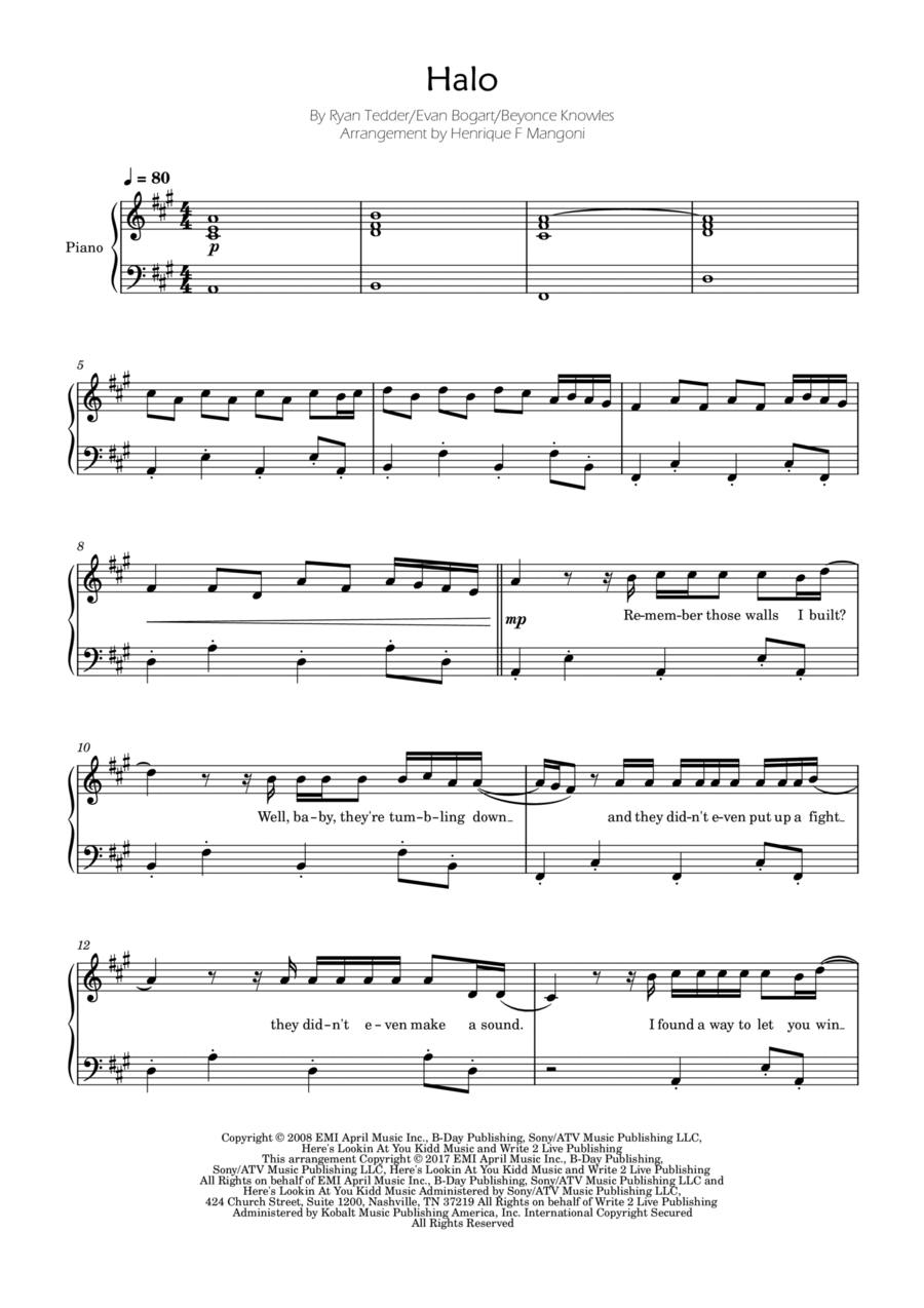 Halo Easy Piano scores gallery preview page 1