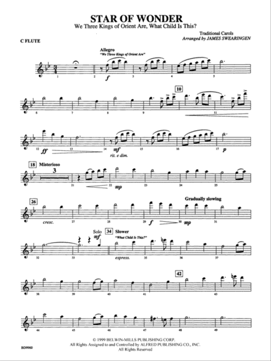 Star of Wonder: Flute Star of Wonder: Flute Concert Band scores gallery preview page 1