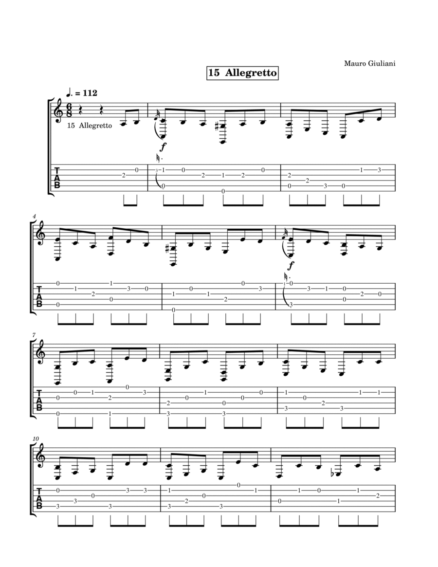 15 Allegretto 15 Allegretto Acoustic Guitar scores gallery preview page 1