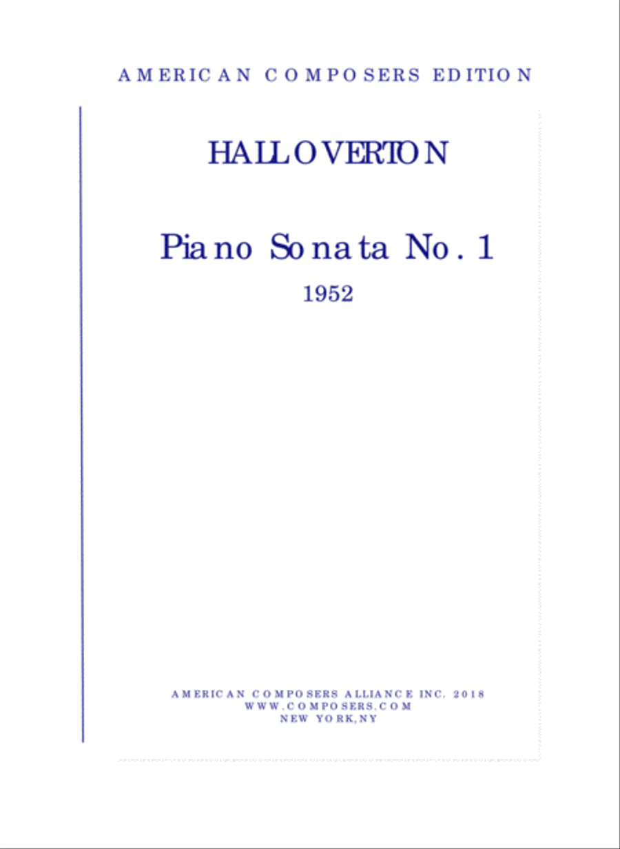 [Overton] Piano Sonata No. 1 Piano Solo scores gallery preview page 1