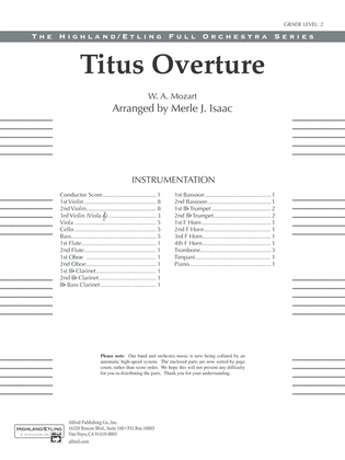 Titus Overture: Score