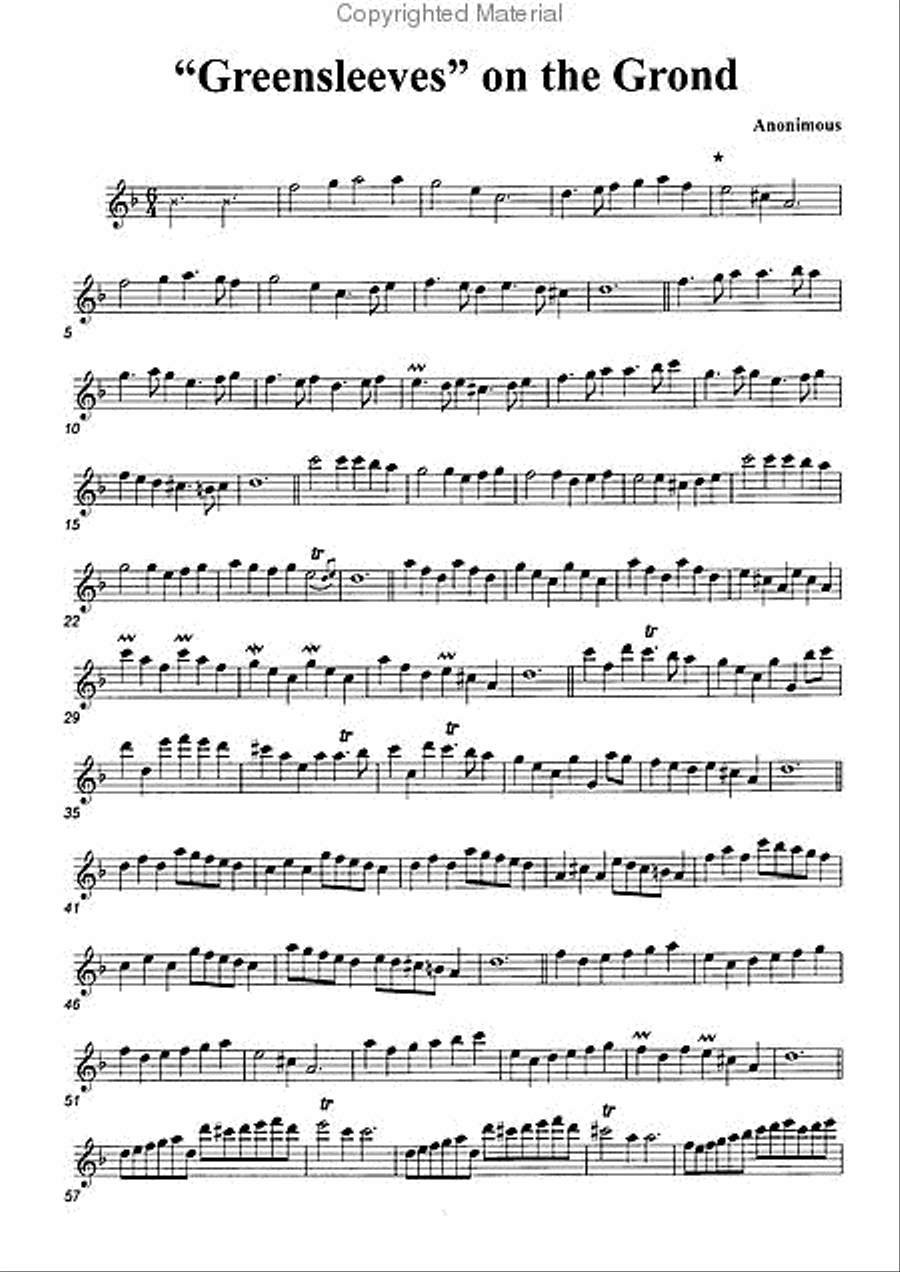 Green Sleeves on the Ground Alto Recorder scores gallery preview page 2