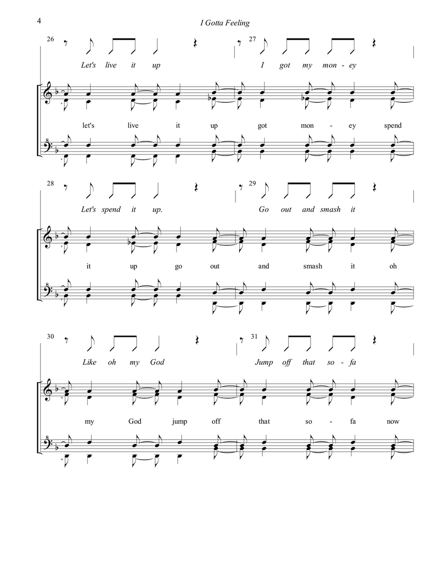 I Gotta Feeling SSAA scores gallery preview page 4