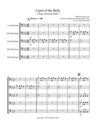Carol of the Bells (F min) (Euphonium Quintet - Bass Clef)