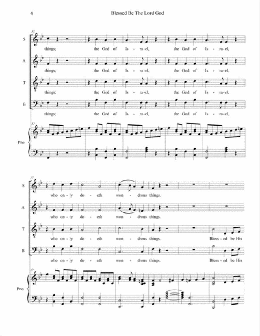 Blessed Be The Lord God 4-Part scores gallery preview page 4